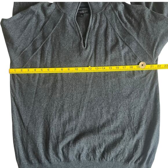 Banana Republic Men’s Cashmere Cotton Half Zip Sweater Gray Size Large - Picture 6 of 8